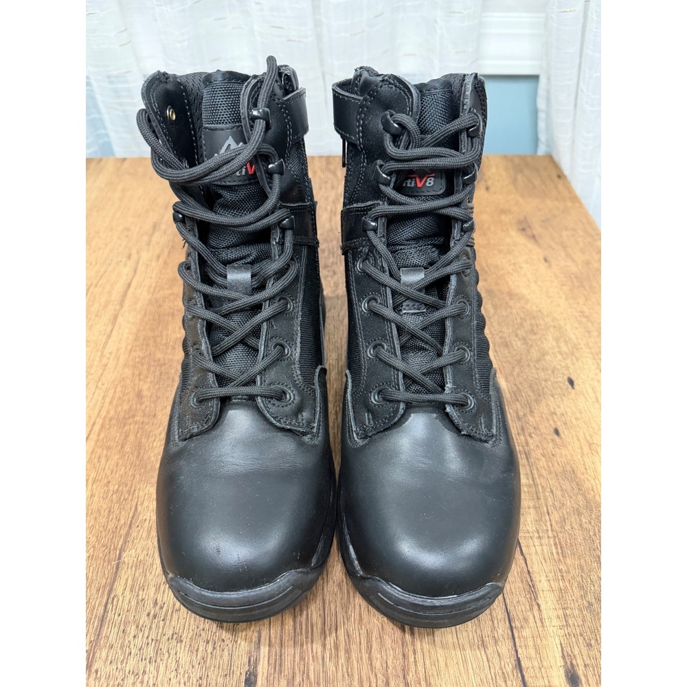 NORTIV8 Black Work Boots Men's Side Zip Lace Up Combat Tactical Size 6.5‎